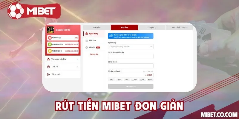 Rút tiền Mibet